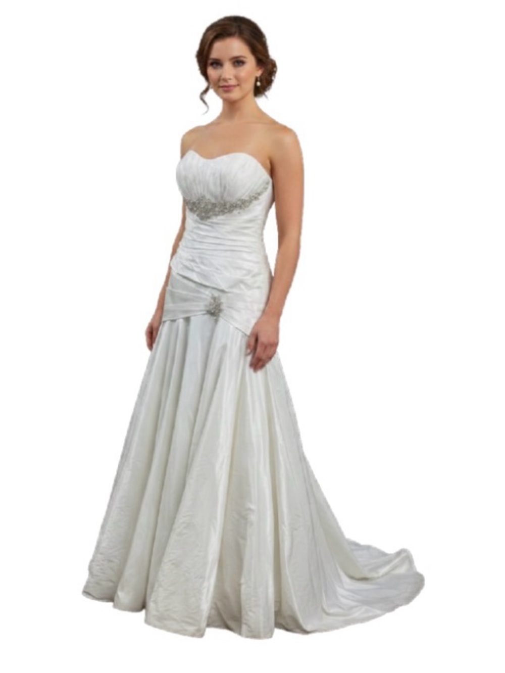 Strapless White Bridal Gown with Beaded Waist